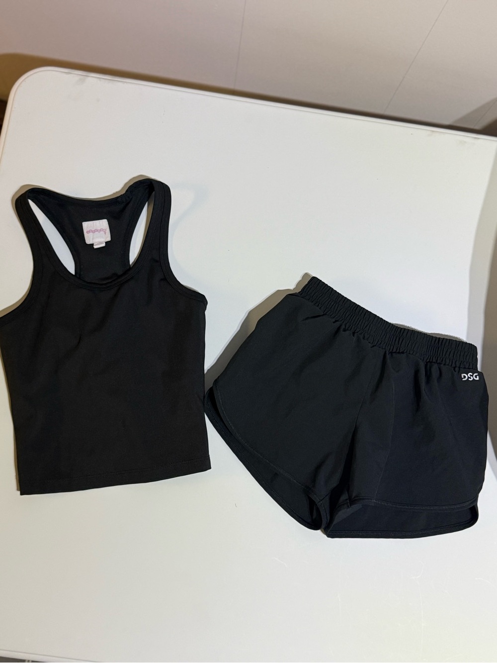 iScream Black Lined Racerback Active Tank and Black Athletic Shorts Set